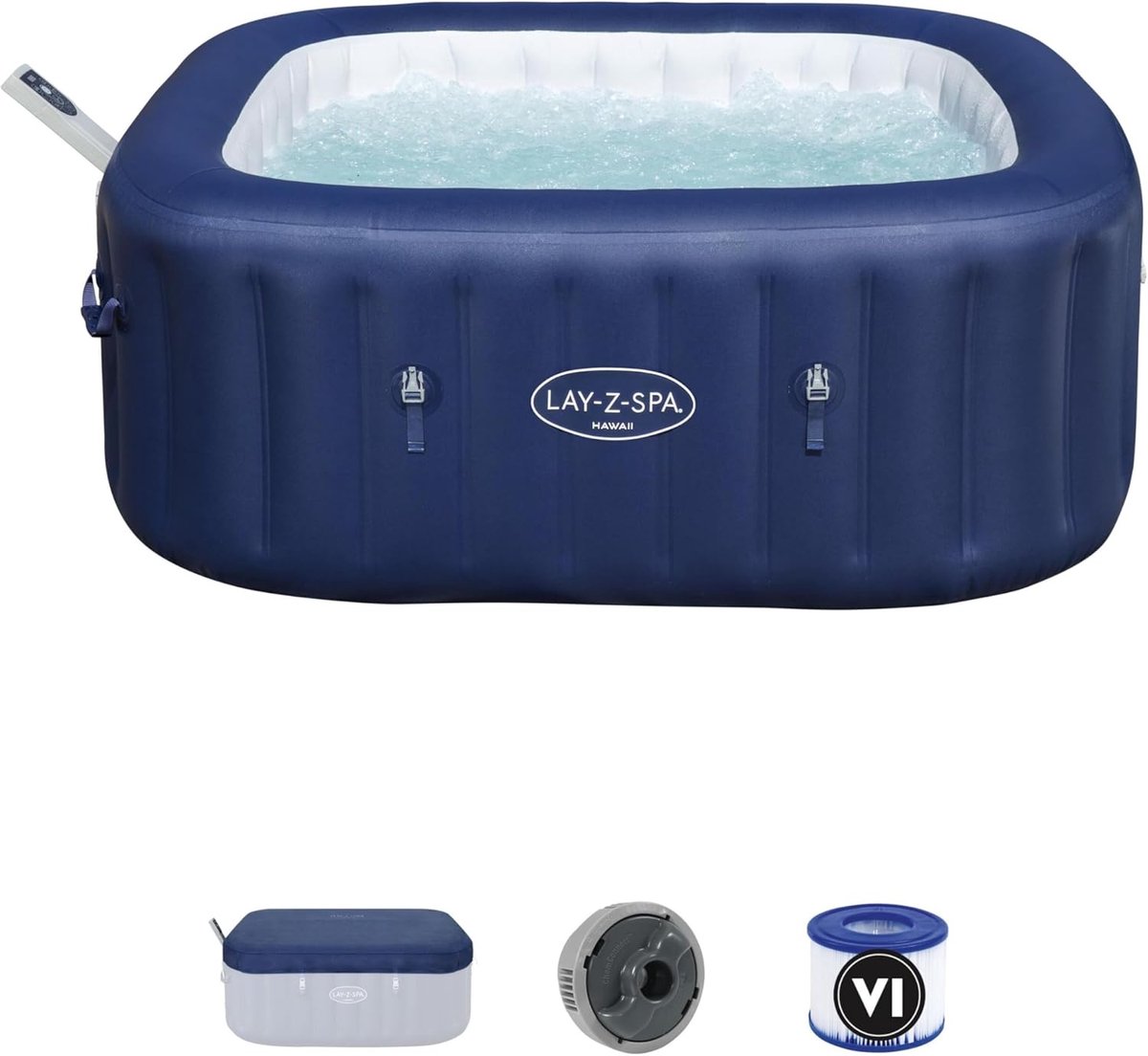 Opblaasbare Whirlpool voor 6 Personen Novihome Hawaii Deluxe AirJet™ | Energiezuinige Spa met App-Besturing, Verwarming tot 40°C & Bubbelmassage, 180x180x71 cm,  